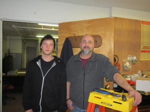Apprentice Ronald Dulude with his mentor and teacher, SHA electrician Joseph Ricker.