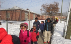 The Walking School Bus makes a cold journey to school fun