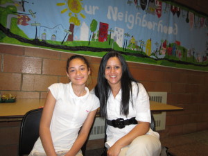 LeeshVelazquez, 12, with her mentor Ingrid Solano, at Edward P. Boland Elementary School.