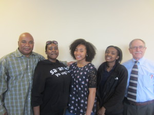 From left to right, SHA Youth Engagement Coordinator Jimmie Smith, Eugenia Gasque, her daughters Sommers and Shakeya Smith, and SHA Executive Director William H. Abrashkin.