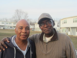 Long-time buddies Jimmie Mitchell, left, who runs the Youth Group at Robinson Gardens Apartments, and Timothy Mullen.