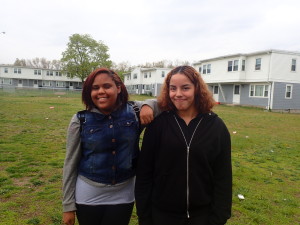 Youth Group members Nisa Harris, 13, and Keishla Caldero, 15.