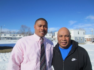Springfield City Councilor Justin Hearst with Springfield Housing Authority Youth Engagement Coordinator Jimmie Mitchell.