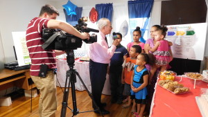 Sy Becker of Channel 22 News interviews Merary Espada and her children about T/R/S!