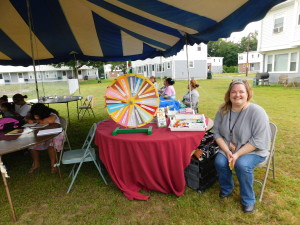 Eric Carle Museum Education Director Courtney Waring ran a literacy roulette, with prizes including drawing utensils, pads and books.